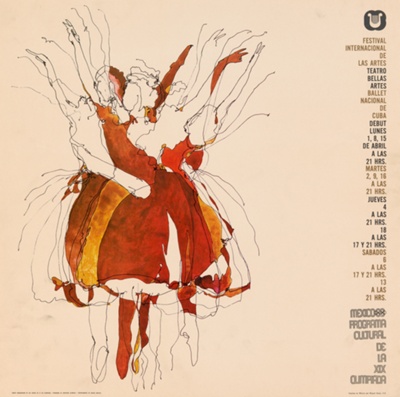 International Festival of the Arts, National Ballet of Cuba, Mexico City Cultural Olympics Poster