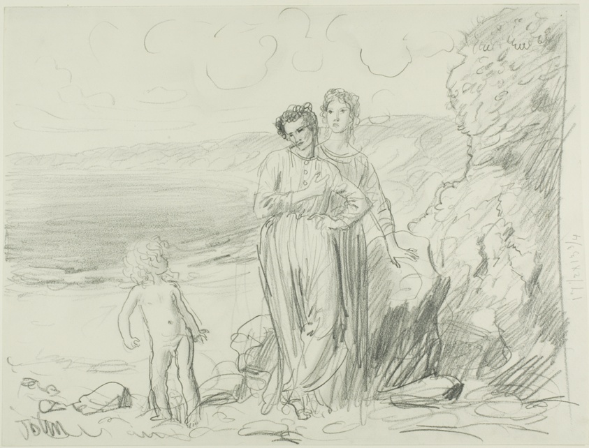 Two Women and Child in Landscape