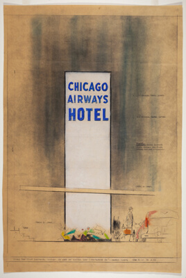 Entrance Pylon, Chicago Airways Hotel, Chicago, Illinois, Elevation