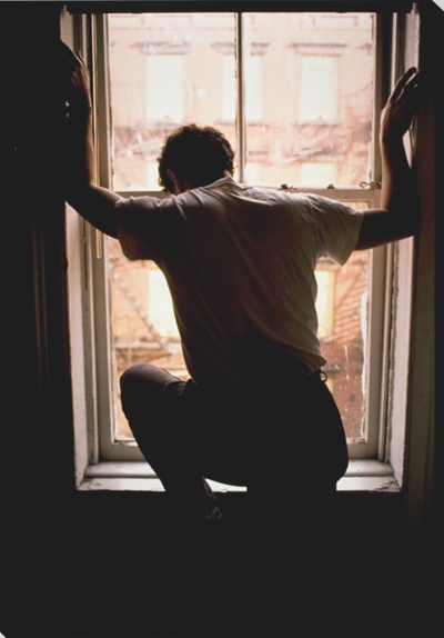Clarence in the Window with Gun