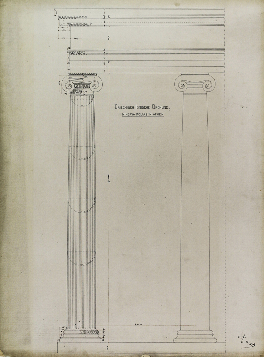 Orders of Architecture, Greek Ionic Order from the Temple of Minerva Polias, Athens, Greece, Elevation