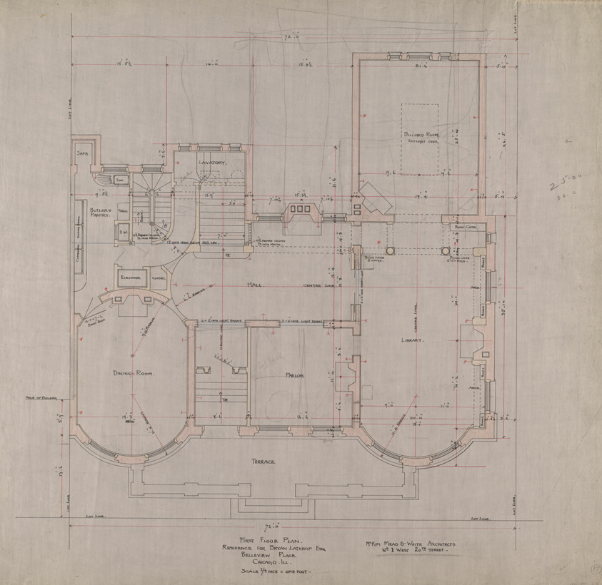 Bryan Lathrop House, Chicago, Illinois, First Floor Plan