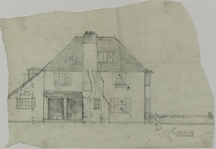 Catherine and Jessica Colvin House, Lake Forest, Illinois, West Elevation