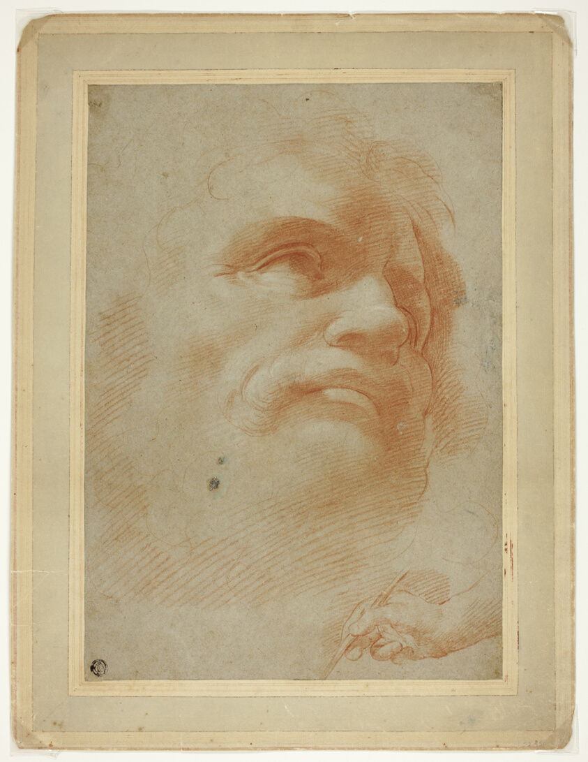 Male Head and Sketch of Right Hand Holding Stylus