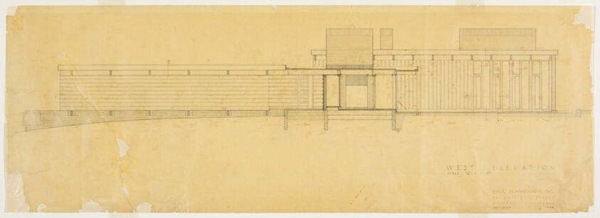 Schweikher House, Roselle, Illinois, West Elevation