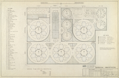 Affiliated Hospitals Center, Boston, Massachusetts, Surgical-Obstetrical Combined Unit, Floor Plan and Working Drawing