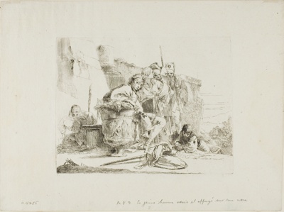 Seated Youth Leaning Against an Urn, from Capricci