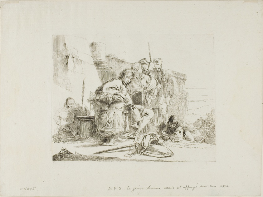 Seated Youth Leaning Against an Urn, from Capricci