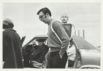 Father and child at the Detroit Auto Show