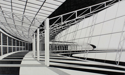 Departure Concourse Trans World Airlines, JFK International Airport, New York, Interior Perspective
