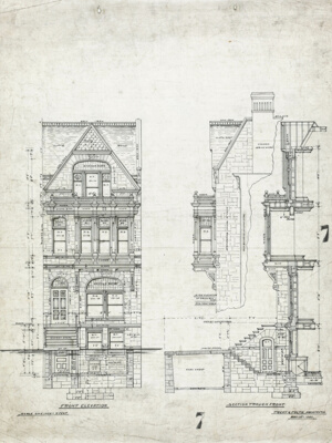 Nelson Thomasson House, Chicago, Illinois, Front Elevation and Section