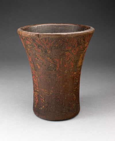 Drinking Vessel (Kero) with Floral and Animal Motifs