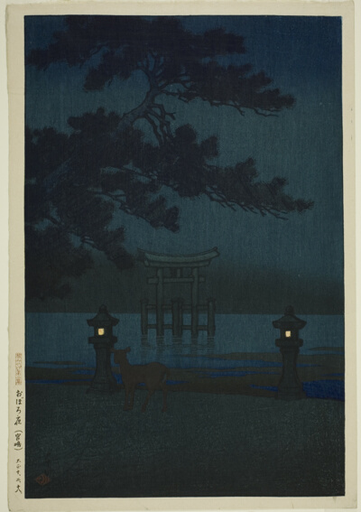 Misty Night at Miyajima (Oboroyo [Miyajima]), from the series "Souvenirs of Travel, Second Series (Tabi miyage dai nishu)"