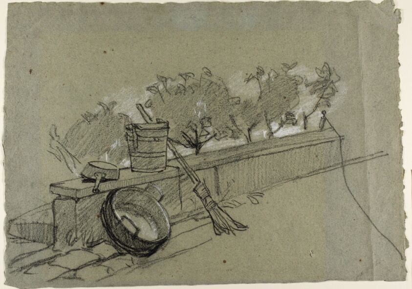 Objects on Wall, study for Couture, The Bird-Catcher