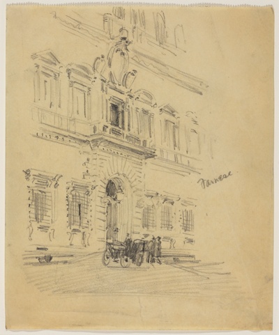 Entrance to Farnese Palace, Rome, Italy, Travel Sketch