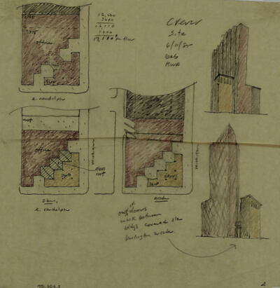 Crerar Library Proposal, Chicago, Illinois, Plan Studies