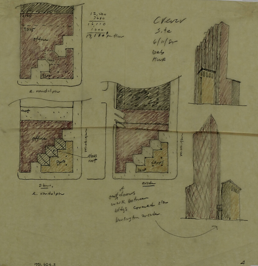 Crerar Library Proposal, Chicago, Illinois, Plan Studies