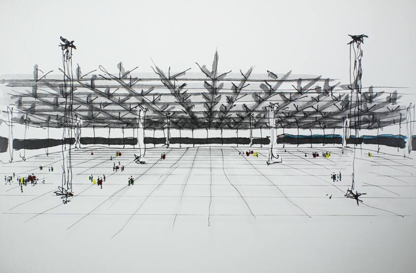 Main Exhibit Hall, McCormick Place, Chicago, Illinois, Perspective Sketch