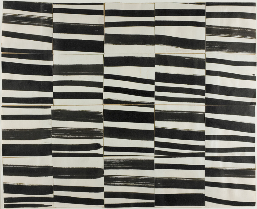 Study for "Cité": Brushstrokes Cut into Twenty Squares and Arranged by Chance