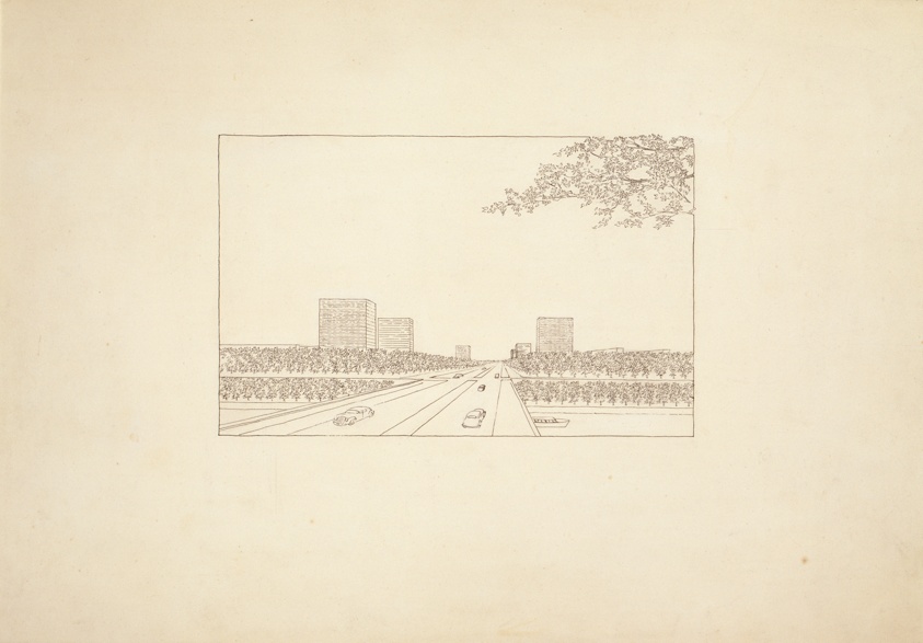 View of the Heerstrasse and the University of Berlin, Germany, Perspective