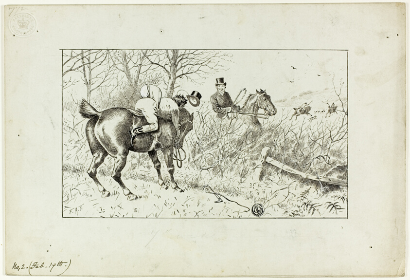 Hunting Scene: Horse and Thrown Rider