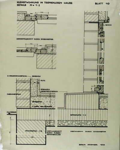 Treppenlosen House, Berlin, Wall and Door Sections and Details