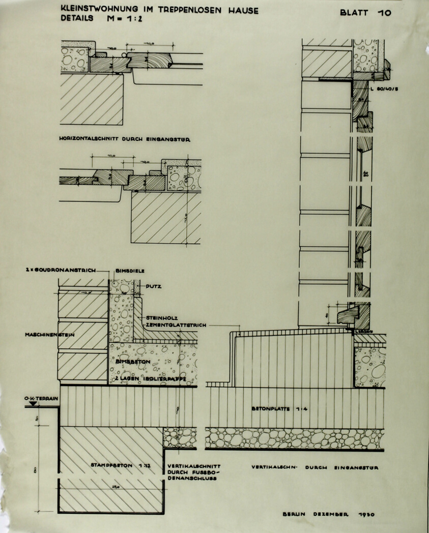 Treppenlosen House, Berlin, Wall and Door Sections and Details