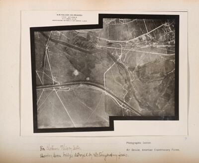 In Château Thierry sector showing service bridges destroyed by retreating enemy forces, N.W. Villers-en-Prayers