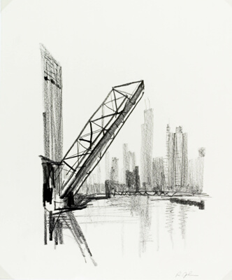 Behind the Facade, Industrial Views Along the Chicago River, Travel Sketch
