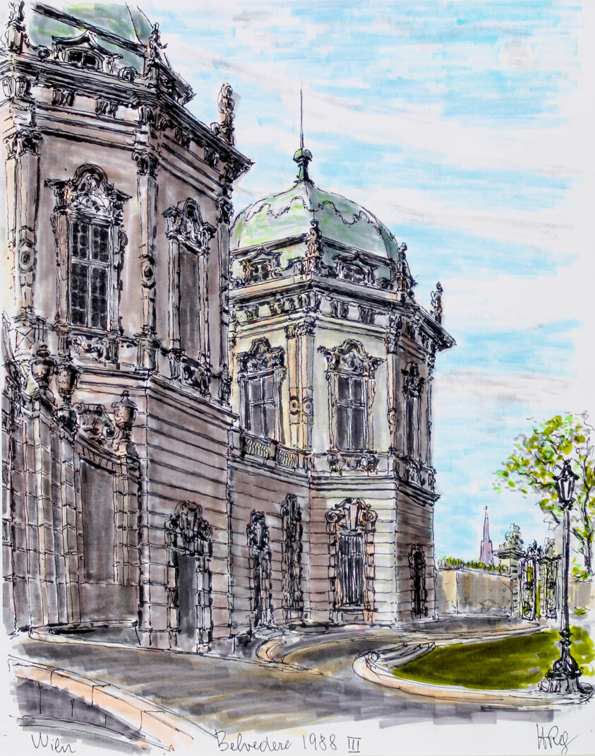 Belvedere, Vienna, Austria, Travel Sketch