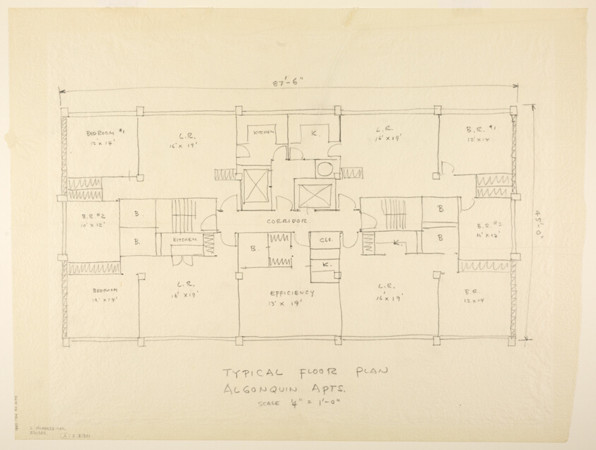 Algonquin Apartments, Chicago, Illinois, Typical Floor Plan