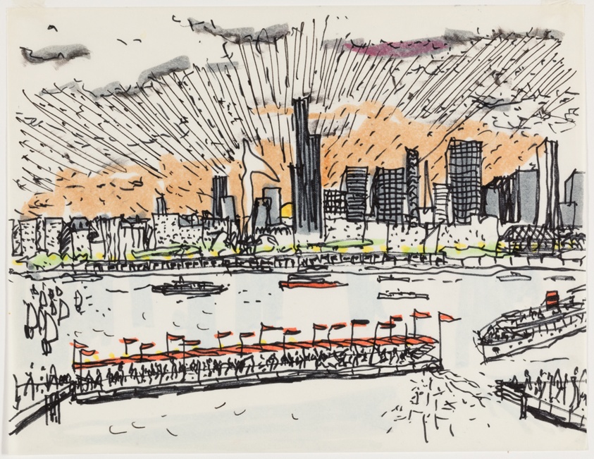 Downtown Skyline from Navy Pier, Chicago, Illinois, Perspective