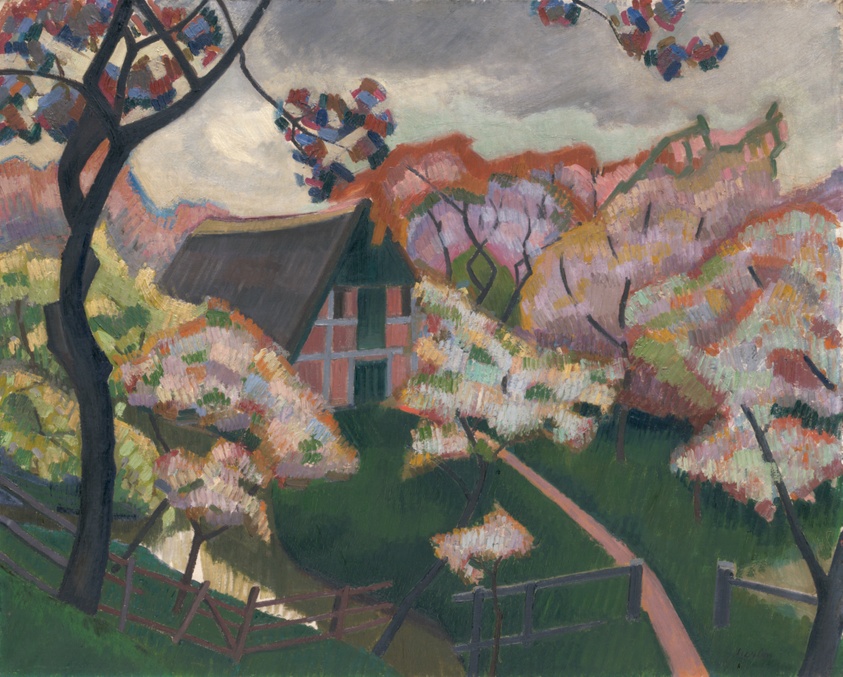 House and Flowering Cherry Trees, Hamburg