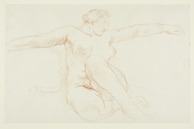 Seated Female Nude, Arms Outstretched