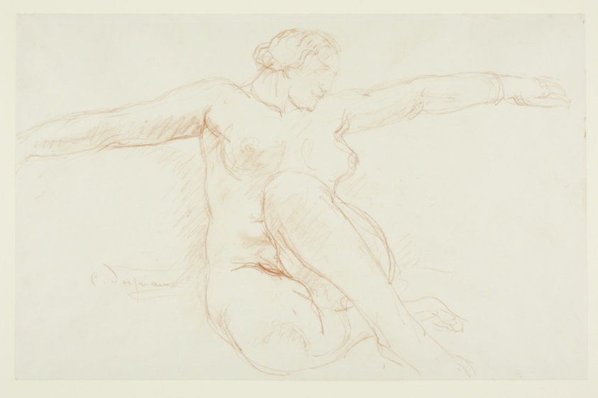 Seated Female Nude, Arms Outstretched