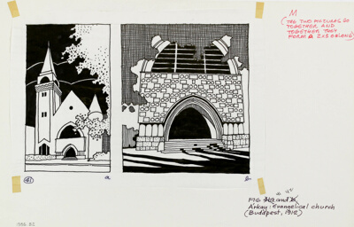 Travel Sketch Arkay's Evangelical Church, Budapest, Perspective