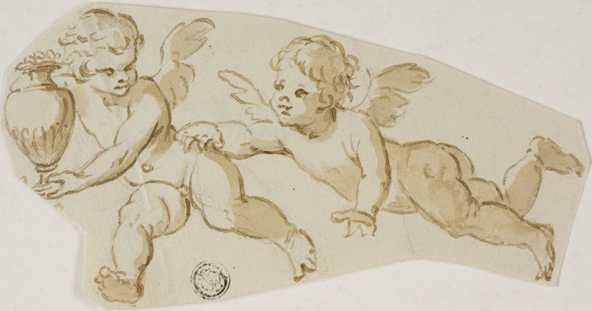 Putto Chasing Another Putto Carrying a Vase