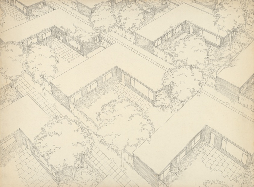 Settlement Units, Density Studies, View of L-Shaped Houses