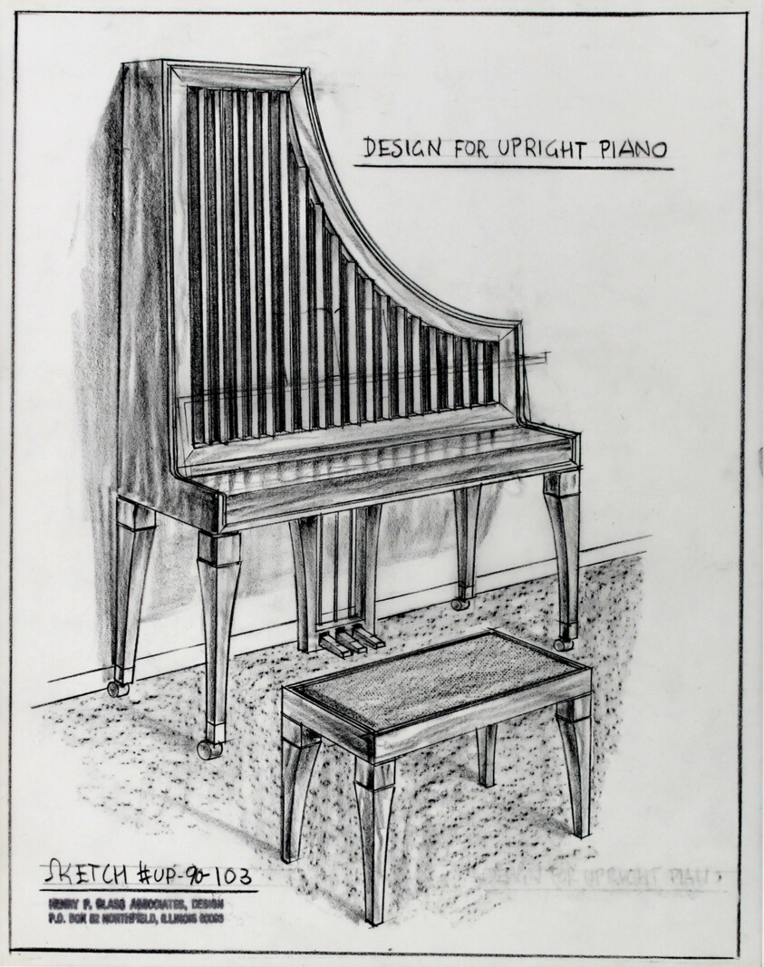 Upright Piano Designs, Presentation Design Drawing