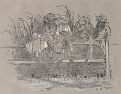 Children Sitting on a Fence