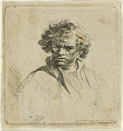 Curly Headed Man with a Wry Mouth
