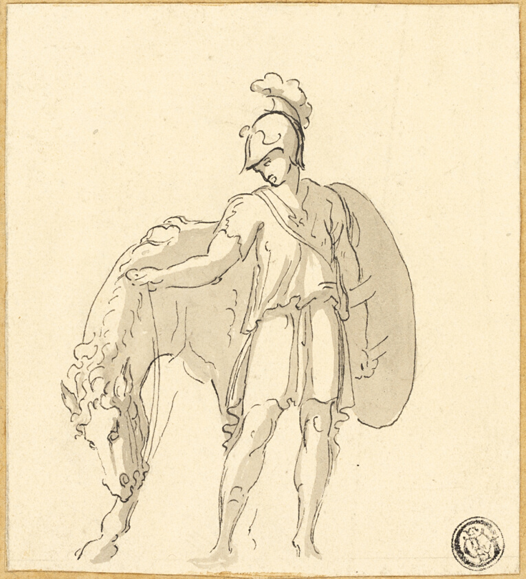 Standing Warrior and Horse