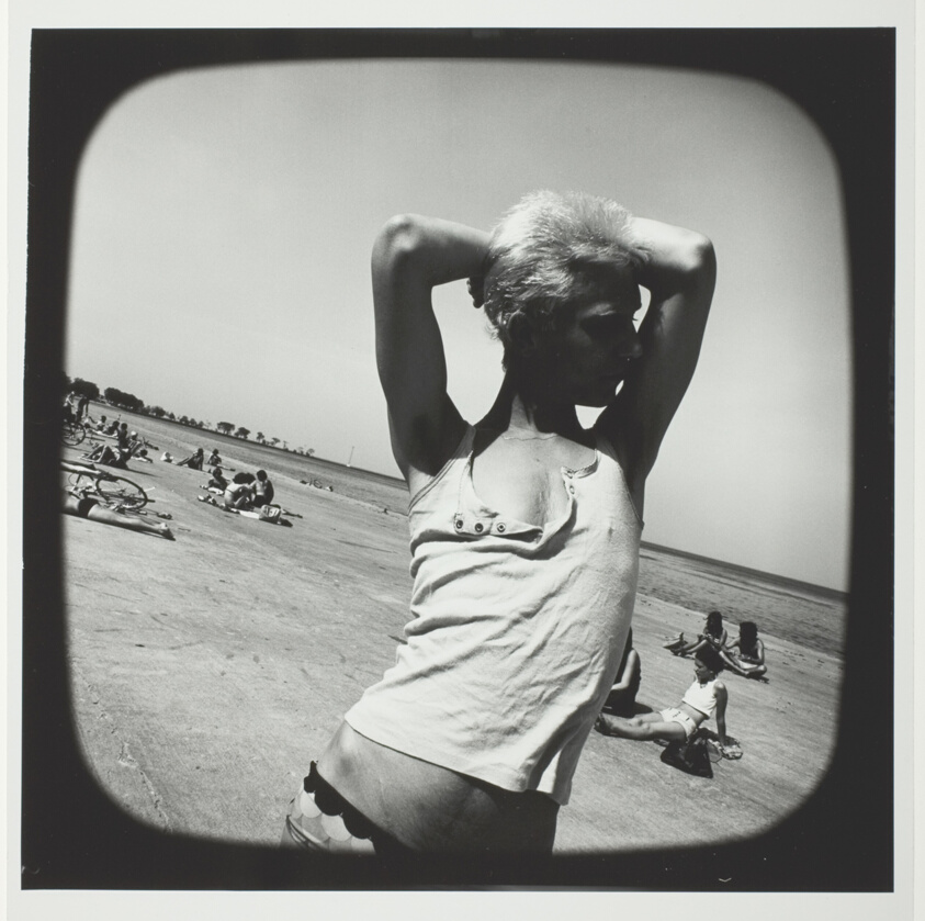 Untitled (Blonde Figure Posing with Arms and Hands Behind Head, Upper Torso Turned to Camera), from the series "Beach"