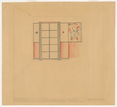 Tavern Club, Interior, Card Room, Chicago, Illinois, Presentation Drawing
