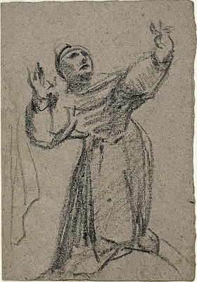 Kneeling Figure with Arms Raised