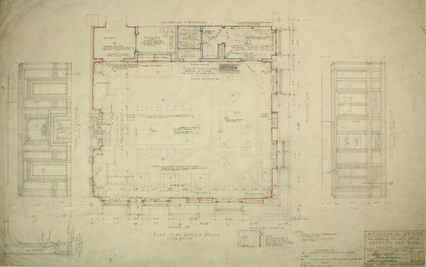 People's Gas Building, Chicago, Illinois, Office Plan and Elevations