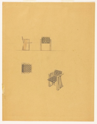Furniture Study, Armchair with Webbing, Multiple Views