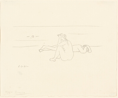 On the Beach, I (Two Nude Women), from Quatre Lithographies