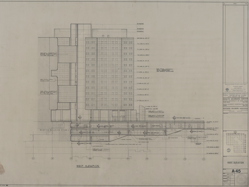 Health Sciences Center, Stony Brook, New York, West Elevation