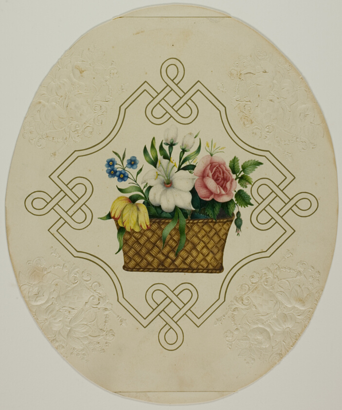 Basket of Flowers in Printed Embossed Borders